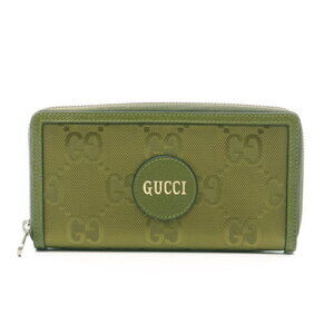 Gucci the Grid round long wallet canvas leather khaki
